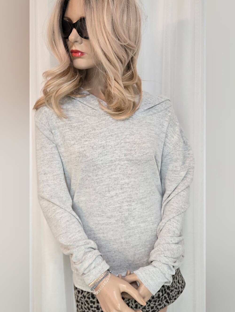 Light Gray Hooded Sweatshirt With Lace Up Design. . Super Comfy. BRAND NEW.